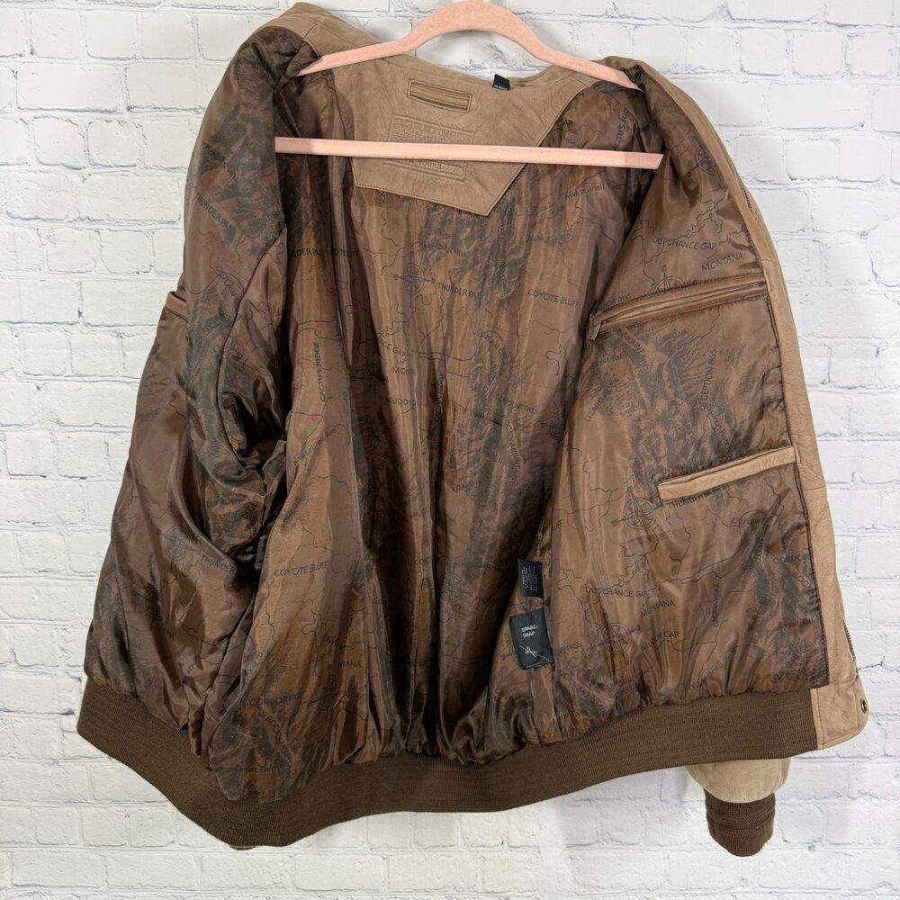 Vintage Roundtree & Yorke Leather Bomber Jacket Mens XL Brown Ranch Western Coat - Picture 15 of 16